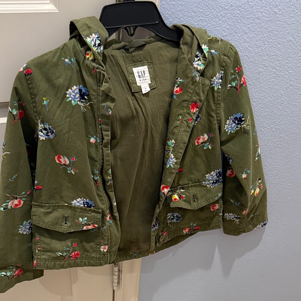 GAP Kids Olive Floral Jean Jacket